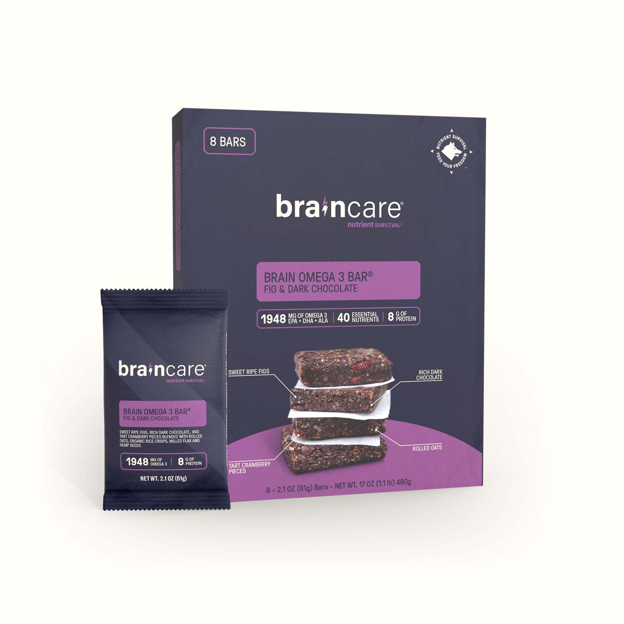 Brain Omega 3 Bar™ - Dark Chocolate - Box (8 Count)