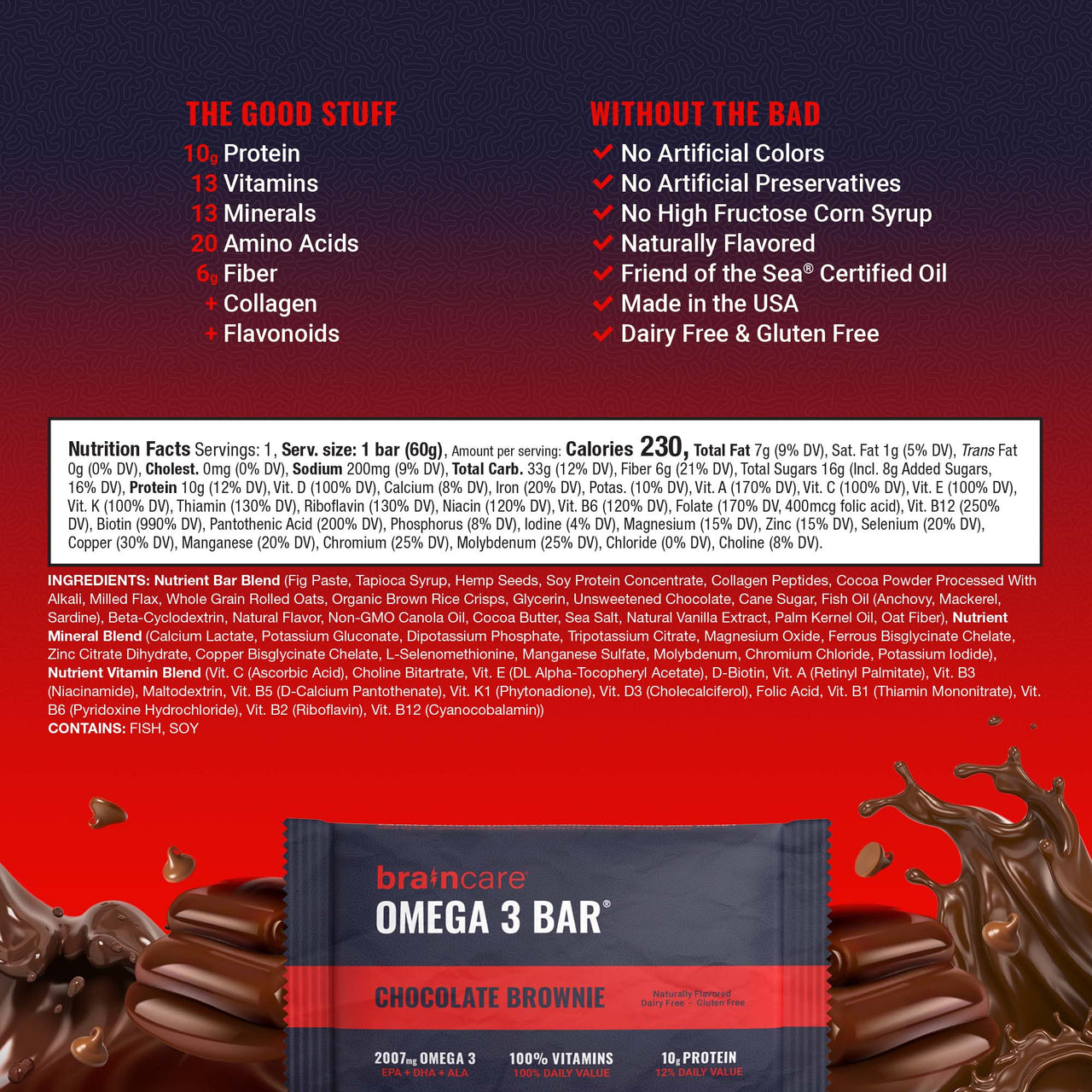 Omega 3 Bar™ - Chocolate Brownie - Box (8 Count)