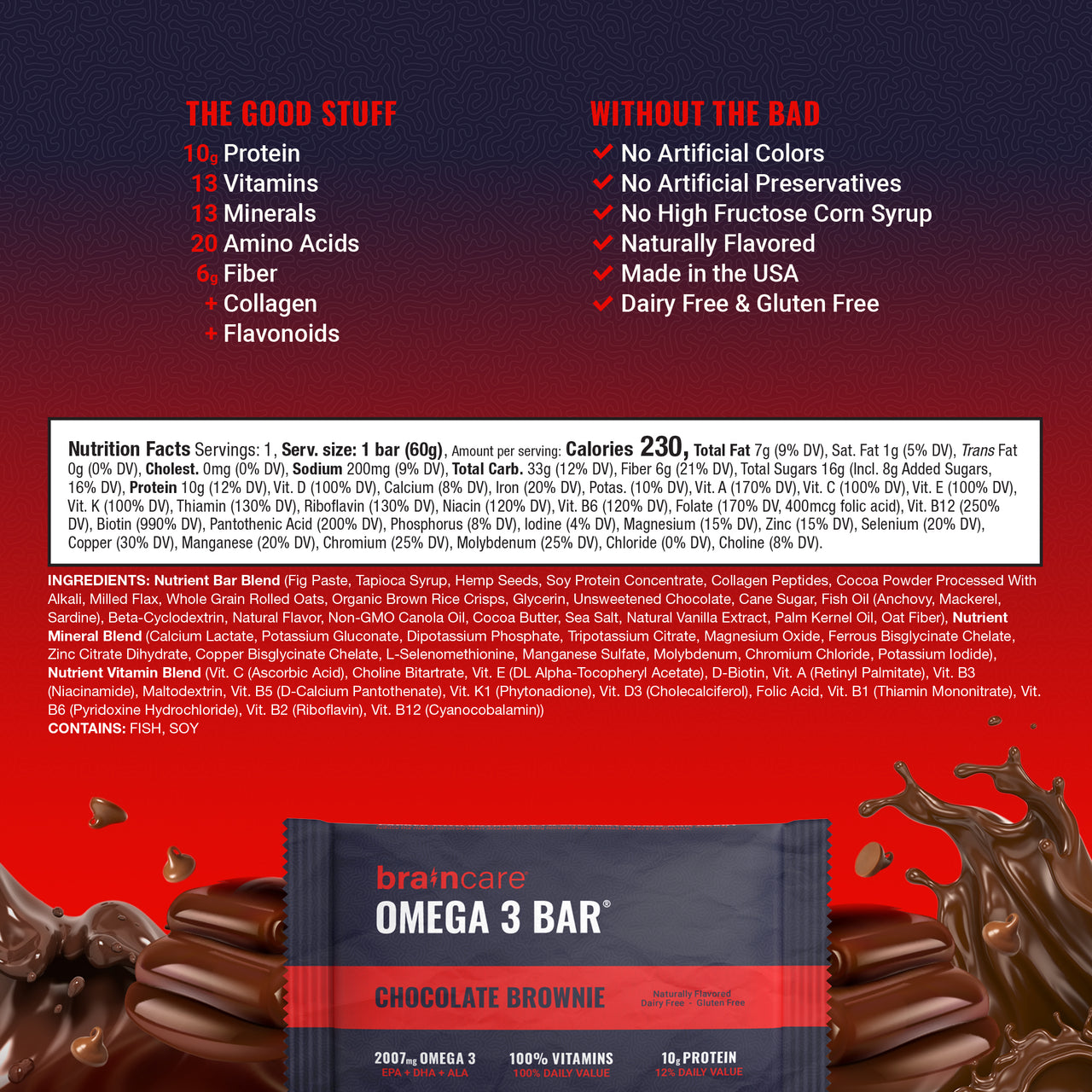 Omega 3 Bar™ - Chocolate Brownie - Box (4 Count)