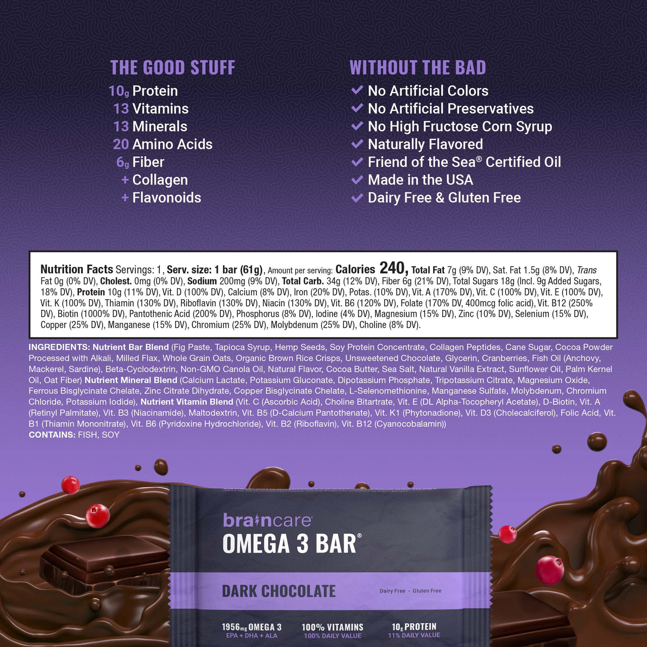 Omega 3 Bar™ - Dark Chocolate - Box (8 Count)