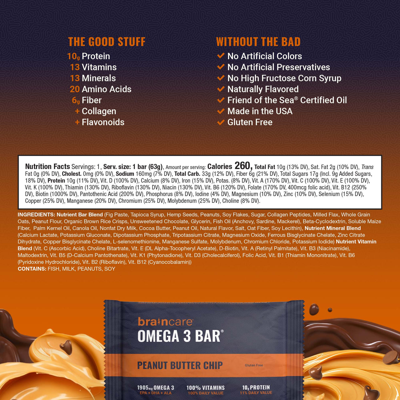 Omega 3 Bar™ - Peanut Butter Chip - Box (8 Count)